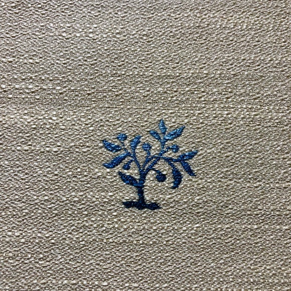 2.25 Yards Beacon Hill Brocade Embroidered Floral Indigo on Linen Fabric - Picture 2 of 2